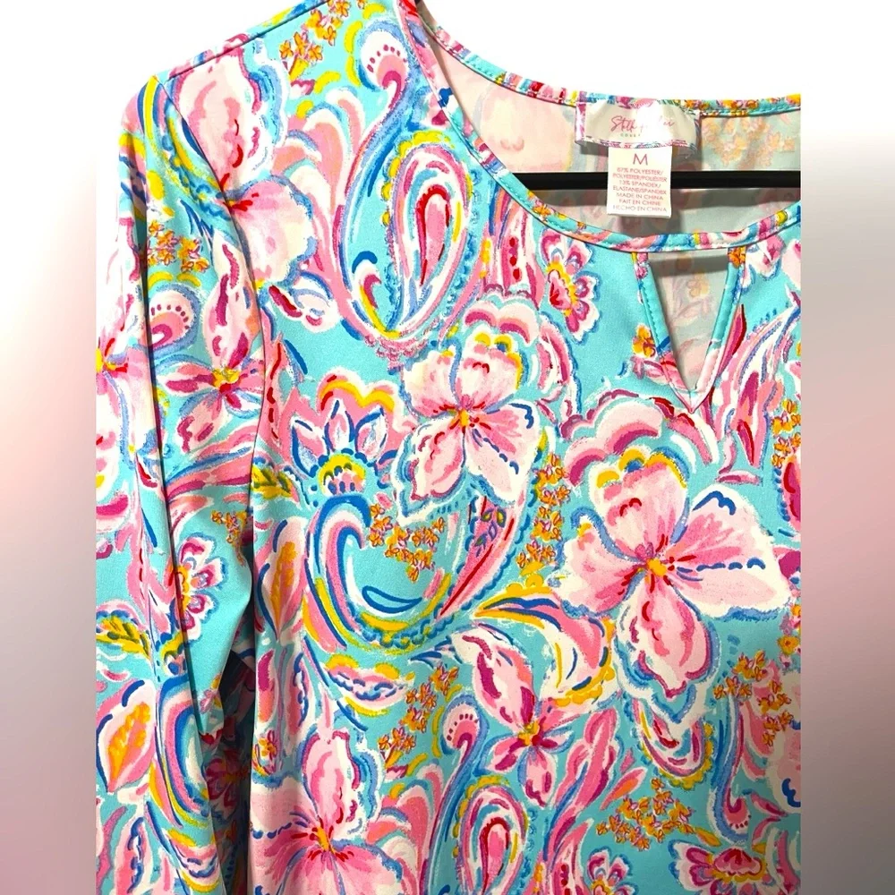 💙Stella Parker Floral Pink and Blue Swim Cover-Up - Picture 5 of 6